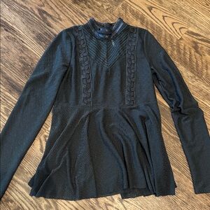 ✅ Free People Dark Grey Peplum Long Sleeve Lace